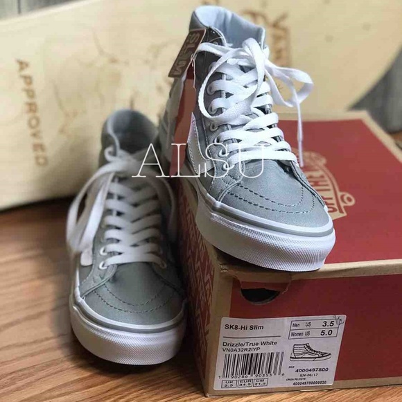NWT VANS SK8-HI Slim Drizzle Grey White Kid’s - Picture 4 of 8